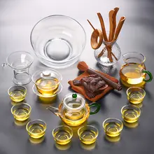 Креативный термостойкий стеклянный чайный сервиз kungfu, домашний прозрачный стеклянный чайник, чайная чашка, чай, церемония, аксессуары для украшения дома