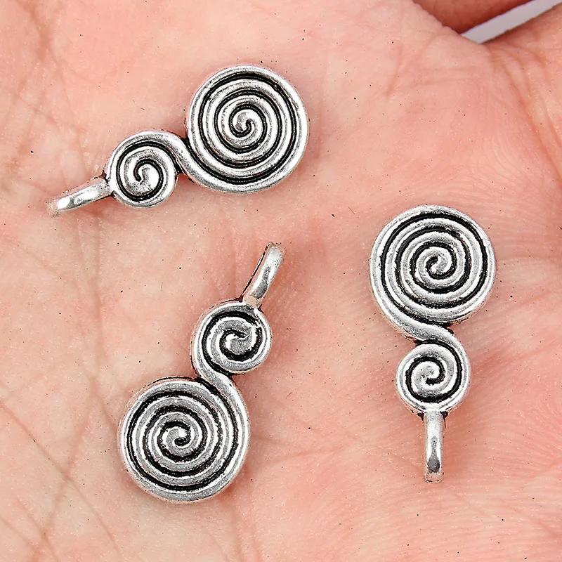 

10pcs Tibetan silver Spiral Swirl whirlpool Beads Charms Pendants fit Bracelet Jewelry Findings Makings DIY Necklace 17*8mm