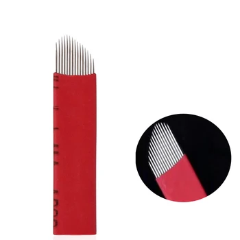 

50 pcs 15 pin Permanent Makeup Manual Eyebrow Tattoo Needles Blade mircoblading needes For 3D Embroidery Microblading Tattoo Pen