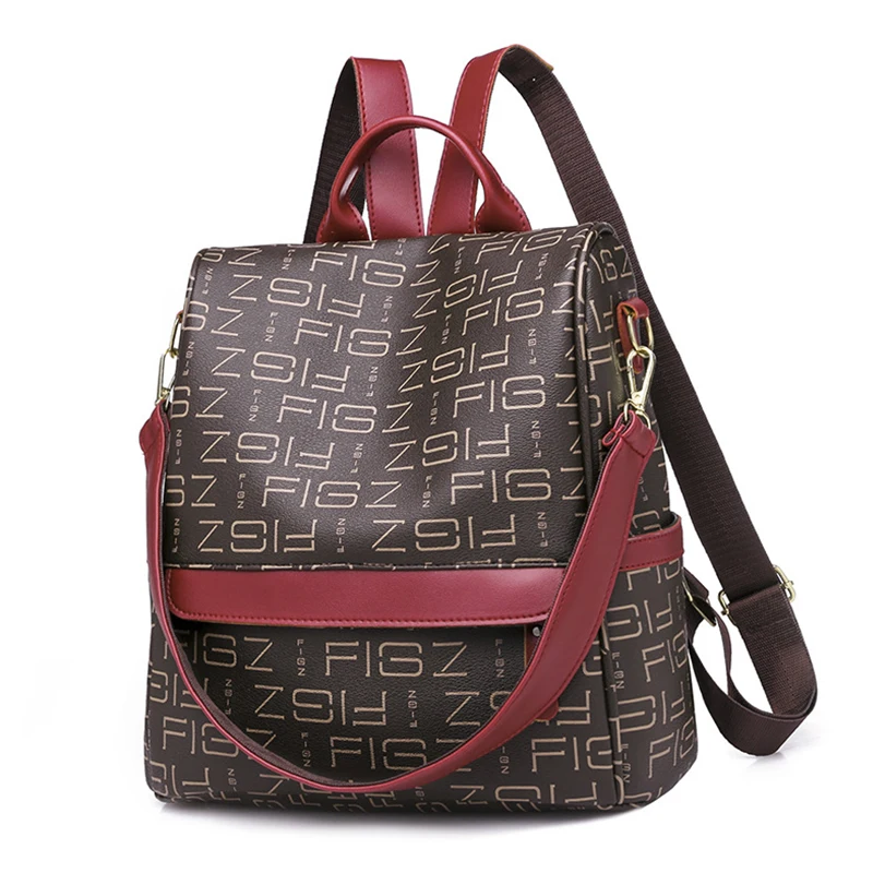 

Women Backpack Leather Backpacks For Girls Letter Printing Luxury Designer Teenager Mochila Female Bolsas Vintage Sac A Dos