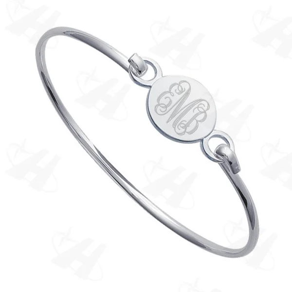 Silver Plated Monogram Bracelet Engravable Puff Round Bracelets Silver Plated Monogram Bracelet Engravable Puff Round Bracelets Bangles Pulseiras Femininas Fashion Initial Disc Wire Bangle In From Jewelry