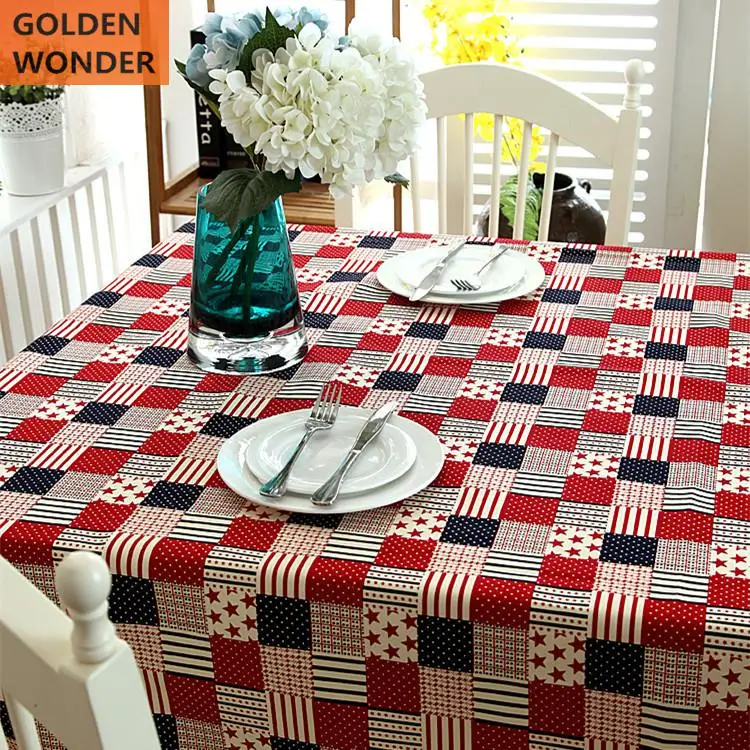 

Fashion Cotton Thickened Canvas Table Cloth Table Cover Red Star Rectangle