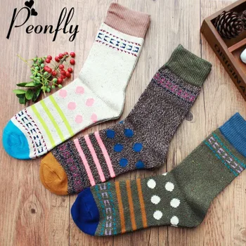 

PEONFLY Men Dress Fashion Novelty Dots Stripes Geometric pattern Cotton Socks Colorful happy sock vintage casual skate socks