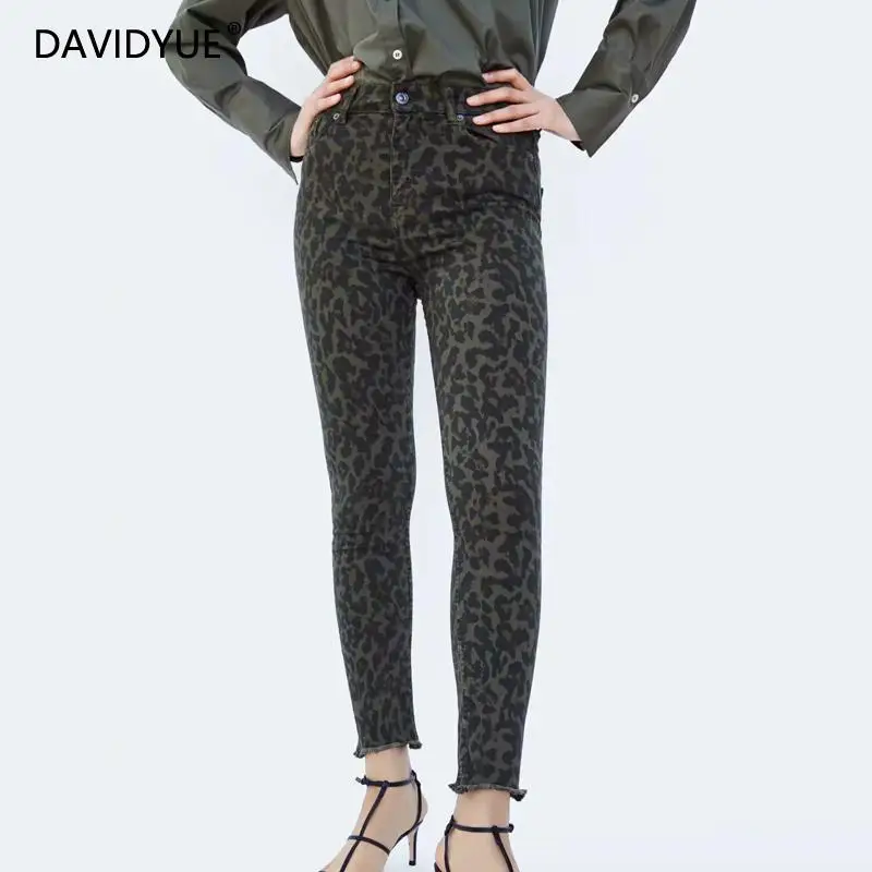 

winter Leopard print skinny jeans woman Streetwear high waist jeans korean slim pencil trousers women punk denim pants 2018
