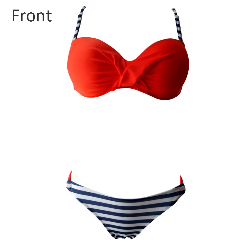 UMLIFE Newest Bikini Swimwear Women Swimsuit Bathing Suit Bikini Set 2017 Thong Bottom Vintage Print Female Beachwear With Pad (6)