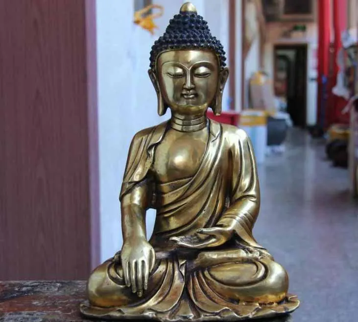 

Tibet Buddhism Temple Copper Bronze Gild Tathagata Sakyamuni Buddha God Statue free shipping