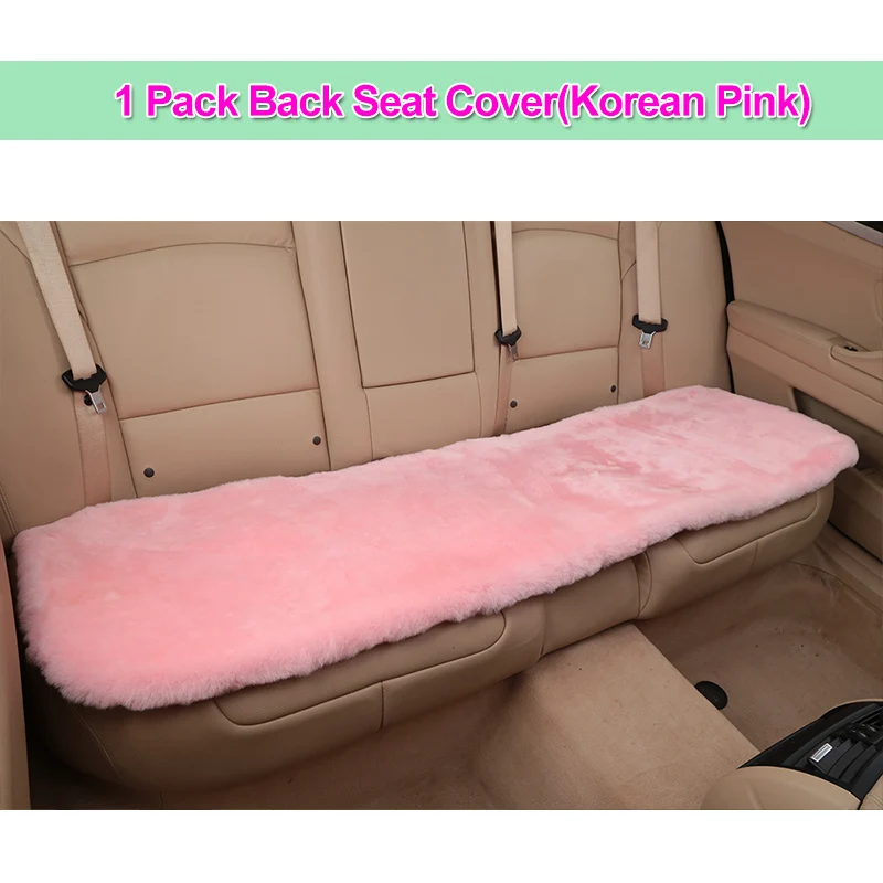 Универсальный автомобильный чехол для сиденья из шерсти и меха для взрослых, Кожаная подушка для автомобиля, Аксессуары для автомобилей из австралийской овчины - Название цвета: 1Pcs Rear K-Pink