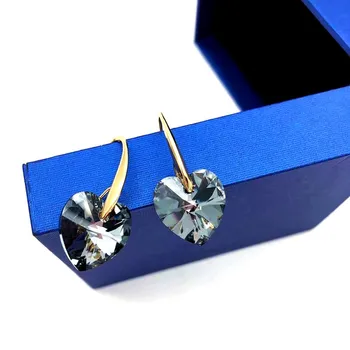 

Ms Betti 2019 trendy Crystal heart hook drop earring Made with Swarovski Elements for women and girls Xmas Birthday gifts