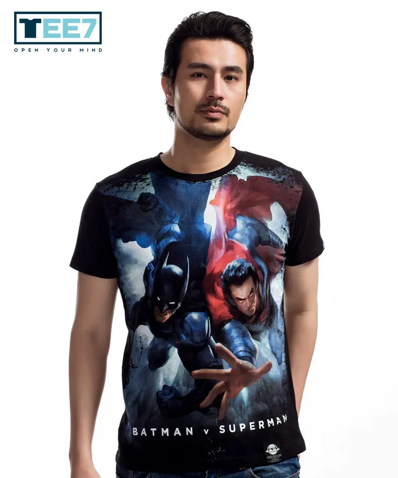 TEE7 DC Бэтмен v Супермен 100% хлопковая футболка Dawn of Justice модные тонкие футболки с