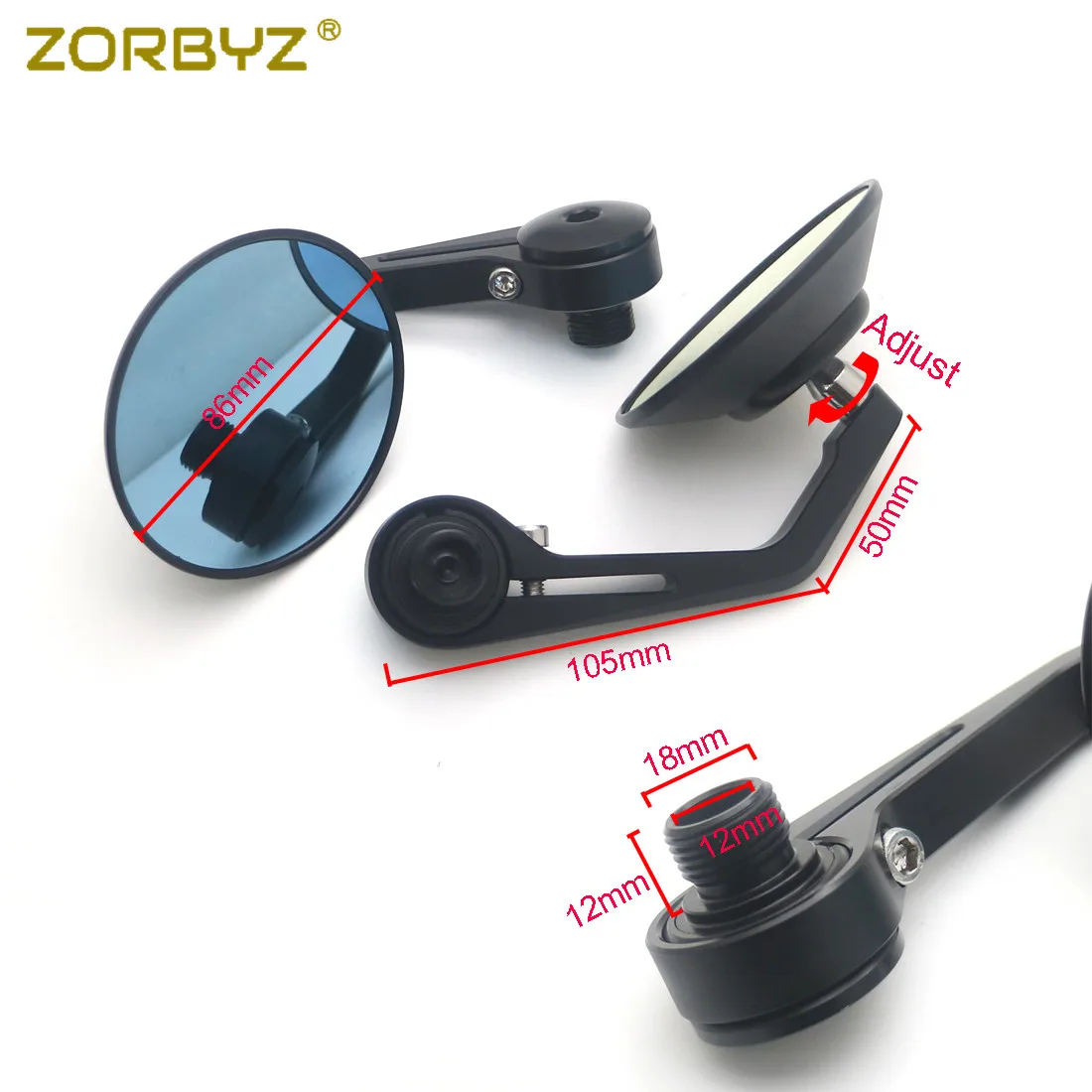 ZORBYZ Motorcycle Aluminium Round Handlebar End Side Thread