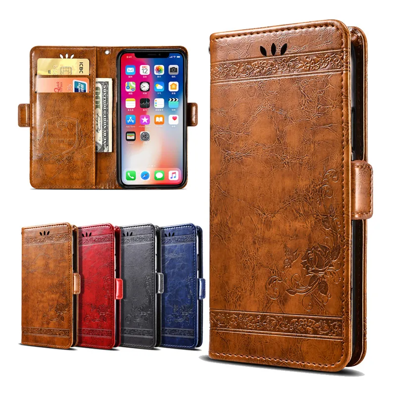 

Embossed Flowers Vintage Leather Case For Oukitel C3 C4 C8 K3 K5000 K8000 K6000 U15 Pro Mix 2 U7 U16 Max U7 U20 Plus U18 U22