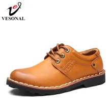VESONAL Brand Business Genuine Leather Man Casual Shoes Men Adult Quality Spring Autumn Walking Footwear Breathable Male Shoes