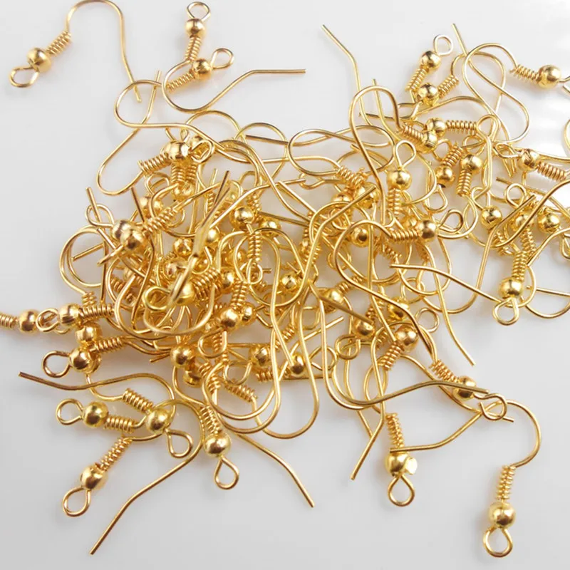 50PCS A Lot Wholesale Making Jewelry Findings Yellow Gold Plated Hook