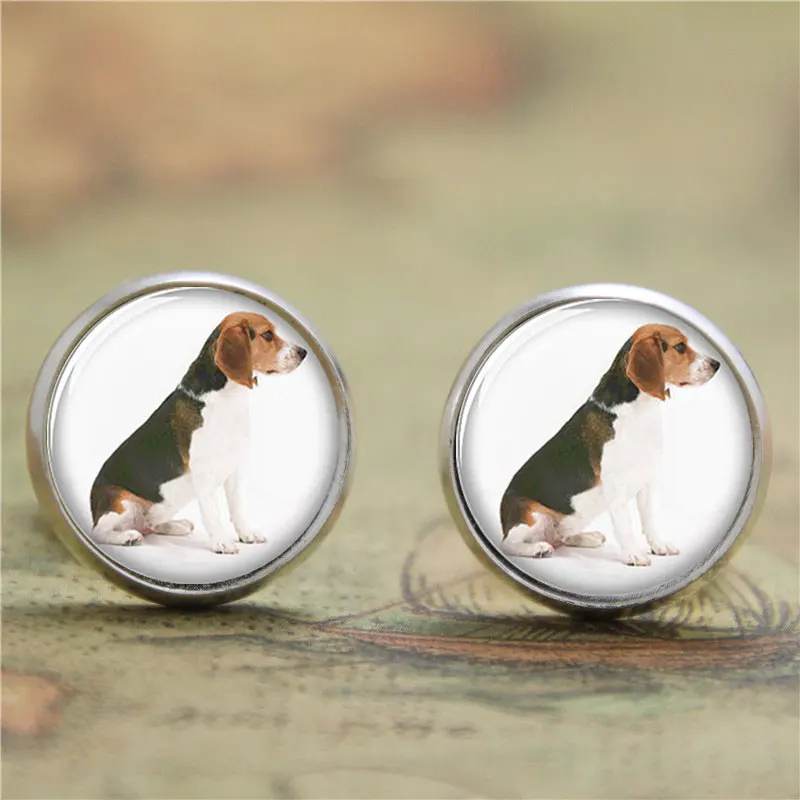 10pairs/lot Beagle earrings , Sitting cute dog print Photo Dog earrings