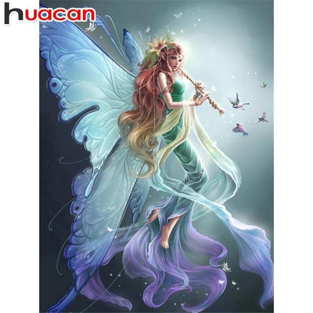 

HUACAN Diamond Mosaic Fairy Full Square Diamond Painting Butterfly 5D DIY Diamond Embroidery Cross Stitch Picture Of Rhinestones