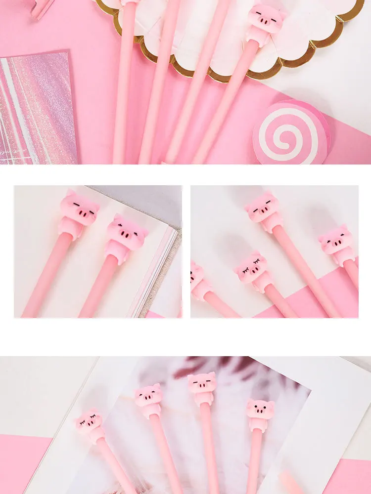Porco dos Desenhos 40 Pçs e lote Criativo Boneca Animados Silicone Gel Caneta Unisex Assinatura Canetas Roller Pen Presente da Promoção Escola Escritório Prêmio 19 porco boneca silicone gel caneta unissex canetas