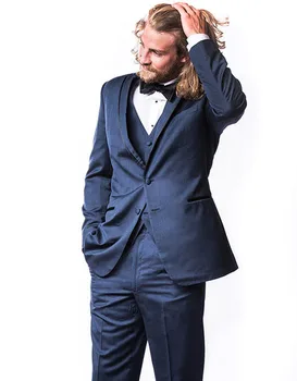 

2020 New Men's Fashion Casual Suits Sets Peak Lapel 3 Pieces Man Groom Tuxedos Men's Brand Suit (Jacket+Pants+Vest+Bow Tie)