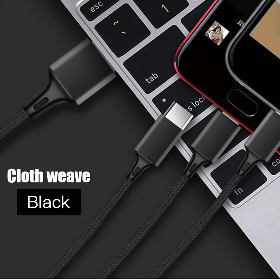 USB кабель для iPhone X 8 7 6 быстрой зарядки 3.0A 3 в 1 Нейлон Micro USB кабель для samsung S9 Android Тип C кабель мобильного телефона