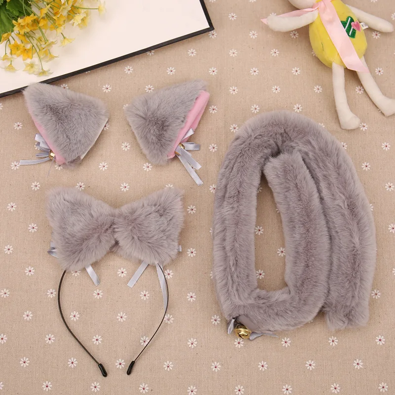 

Night Party Club Bar Wearing Decorate Headband Fur Ear Pattern Hair Cat Bell Clips For Women Fox Cat Ear Hair Hoop ZHairpin Tail