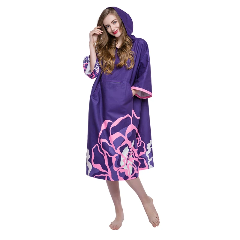 SEAPLAY, купальный халат для подводного плавания с капюшоном, свободное платье, плащ, ветронепроницаемый, теплый, для дайвинга, Duick, сухое банное полотенце, пляжный плащ для женщин - Цвет: Фиолетовый