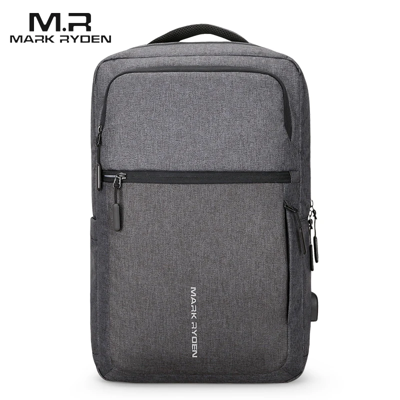 Mark Ryden hombre Mochila de carga USB 17 pulgadas portátil hombre bolsa repelente al agua de viaje Mochila de los hombres