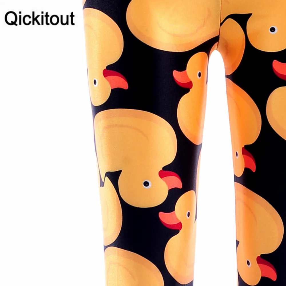Qickitout wholesale leggings yellow ducks funny European women leggings pants hot stretch pants