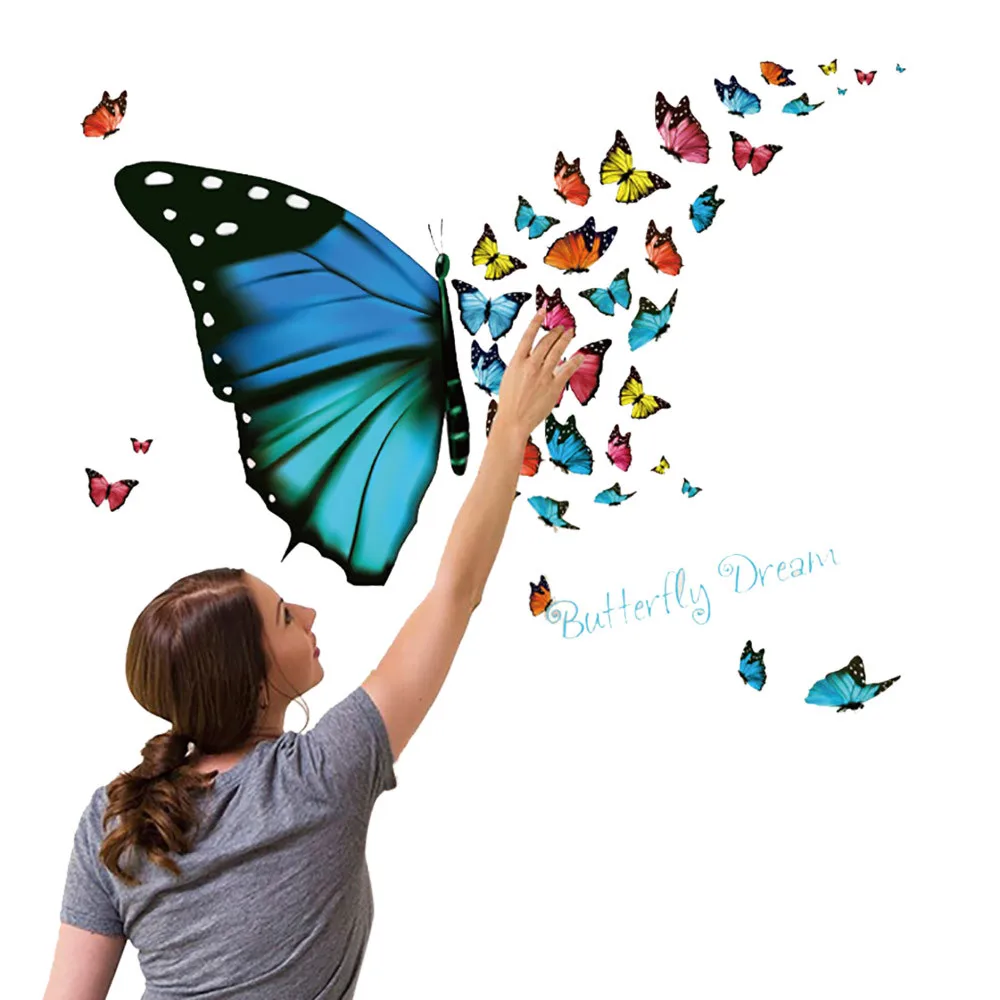 

Colorful butterfly wall stickers detachable decal art living room decoration 100% new high quality, non-toxic