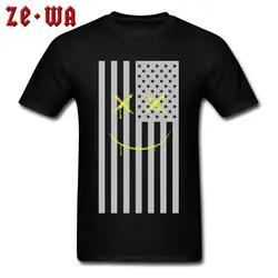 Флаг семьи улыбается футболка уникальные Мальчики Футболка Америка уличный стиль одежда мужские полосатые топы хип хоп черные футболки