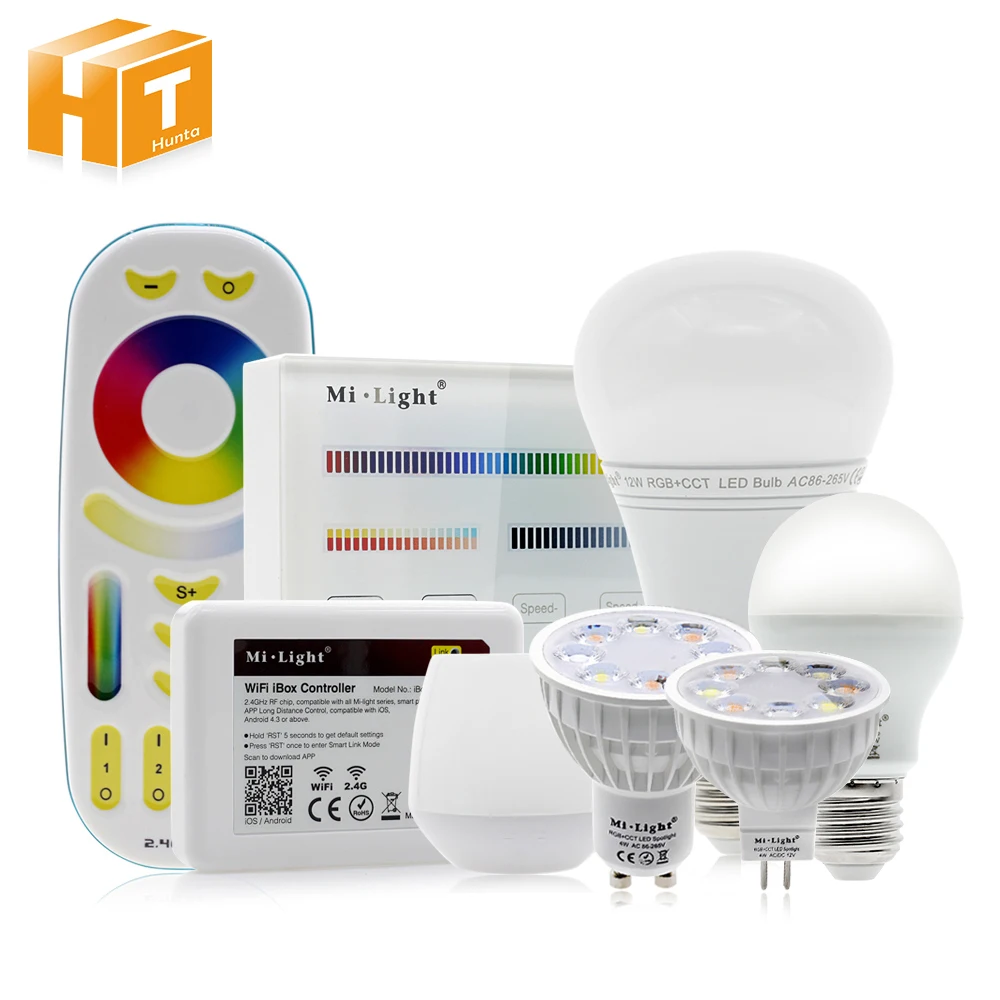 

New arrived Mi light Full Color LED Bulb LED Spotlight GU10 MR16 4W E27 12W RGB+CW+WW Remote Control Smart Lighting
