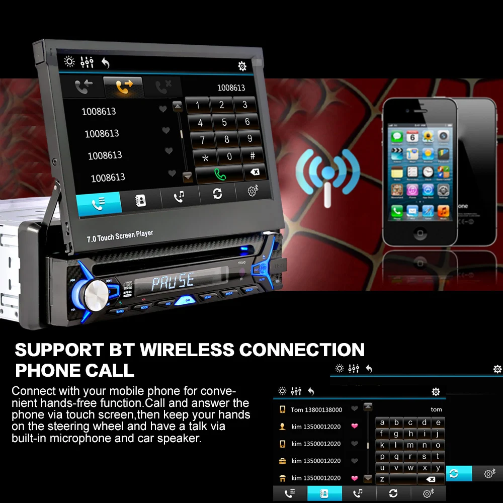 Flash Deal Universal 7" 1 Din Car Video with Automatic Retractable HD Contraction Touch Screen BT Car MP5 Player Audio For VW/Ford/Audi/BMW 7 Flash Deal Universal 7" 1 Din Car Video with Automatic Retractable HD Contraction Touch Screen BT Car MP5 Player Audio For VW/Ford/Audi/BMW 7