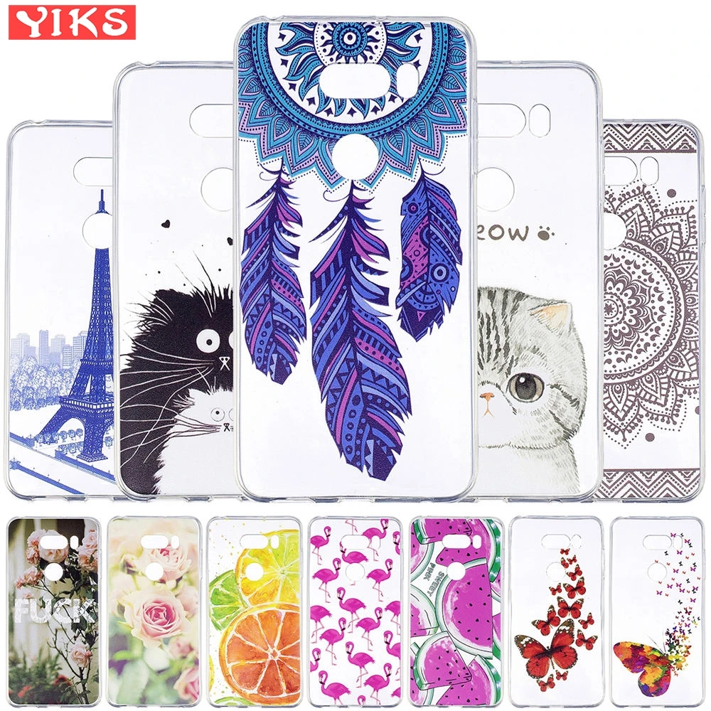 

Blue Feather Case For LG V30 Case H930 H933 Cute Painted Soft TPU Back Phone Cover For LG V30 Case Ultra Thin Transparent Shell