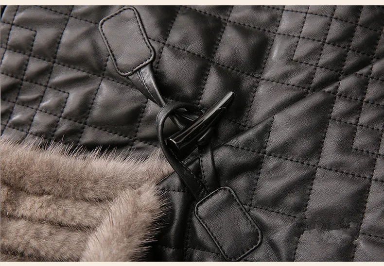 Новинка, модная куртка из натуральной кожи, длинная, тонкая, настоящая овчина, пальто для женщин, норковый меховой воротник, с капюшоном, теплые зимние пальто, Blet Z465