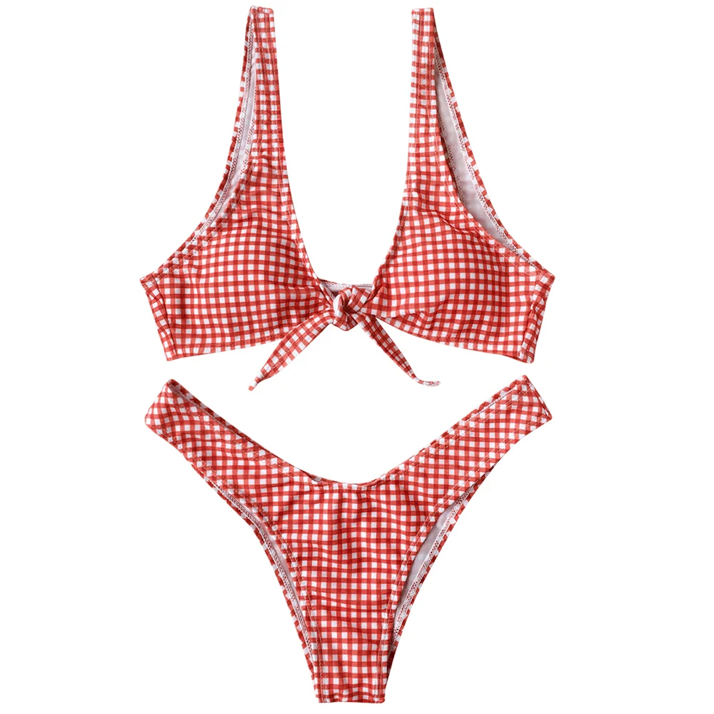 Plaid Perfection Tie-Side Bikini Set