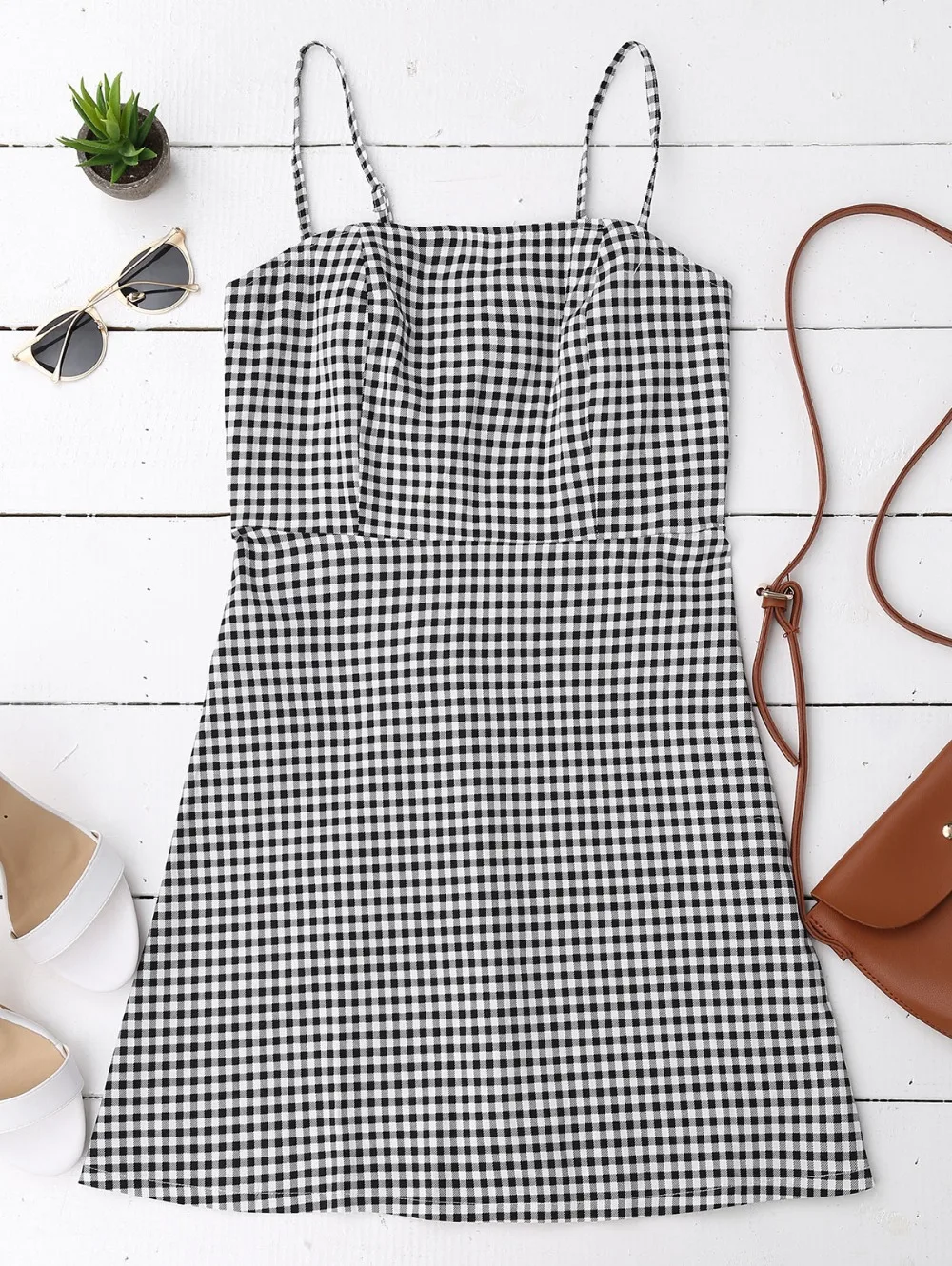 AZULINA Plaid Dress Sleeveless Checked Slip Back Zipper Mini Sun Dress Beach Women Casual Sexy Robe Femme Ladies Dresses Vestido 8