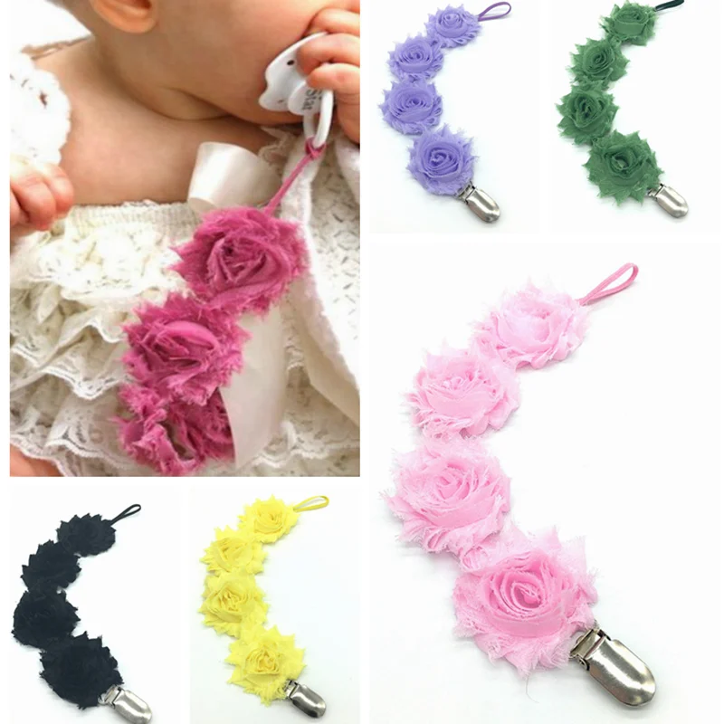 

Attache sucette Baby Girls Infant Rose Flower Dummy Pacifier Clip Chain Nipples Baby Teething Holder Soother Chain Baby Feeding