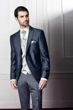 2016 Custom Made Handsome 3 Piece Men Slim Fit Suits Tuxedo Bridegroom Wedding Suit Formal Dinner Suit Blazer+Pants+Vest