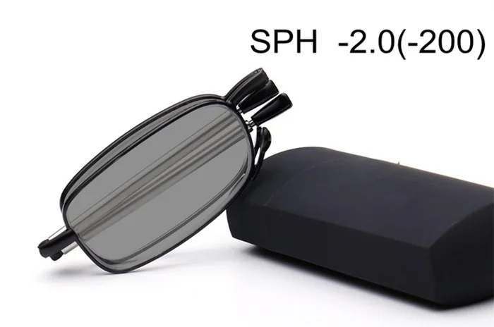 SPH-1,0 до-4,0 Складные серые фотохромные очки для близорукости, очки по рецепту, мужские и женские складные очки, близорукие F196 - Цвет оправы: -2.0 (-200)