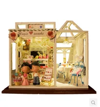 Free Shipping Diy doll house sweet birthday gift handmade mini assembling toys model building wooden dollhouse