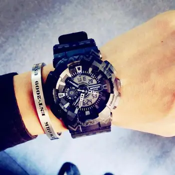 

New Ulzzang Sports Watches Men Fashion LED Military Army Watch Waterproof Shock Resistant Wristwatch Reloj Hombre