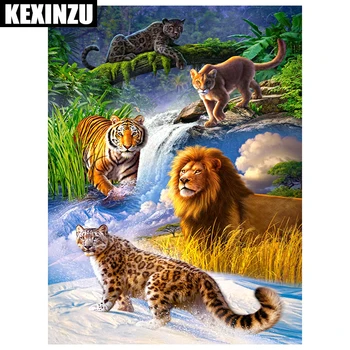

diamond painting full square/round Mosaic-tiger,lion,leopard-Cross Stitch Rhinestone with embroidery Wedding decoration