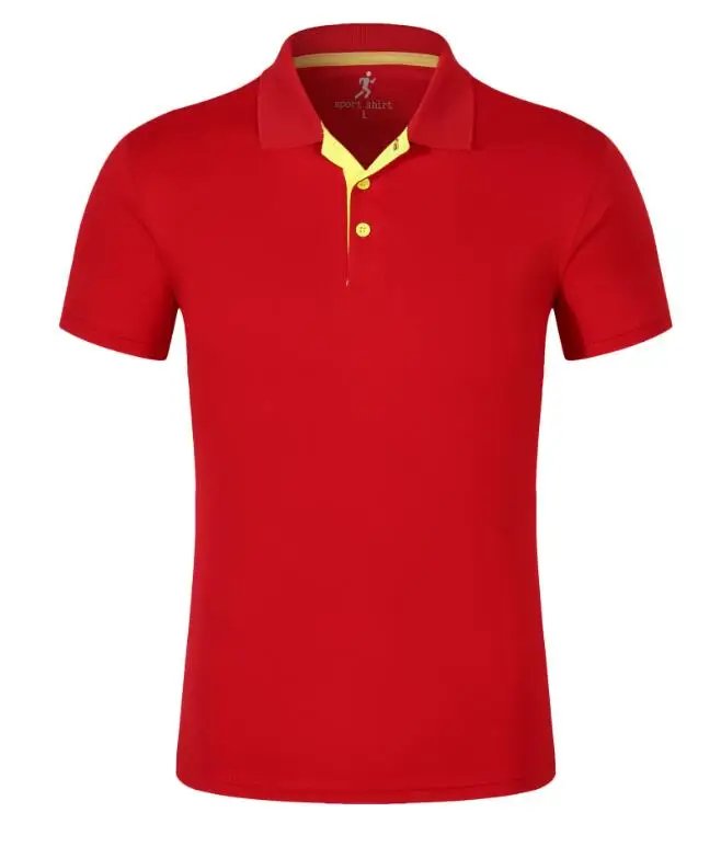 BINYUXD Летняя мужская футболка, брендовая быстросохнущая модная футболка с отворотом для мужчин и женщин, деловая Повседневная Подростковая Мужская футболка, футболки - Цвет: Красный