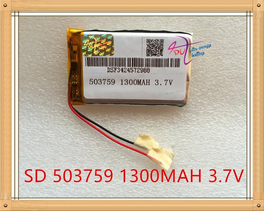 Liter energy battery 3.7V 1300mAh lithium polymer 503759 navigator MP3 GPS universal rechargeable | Электроника