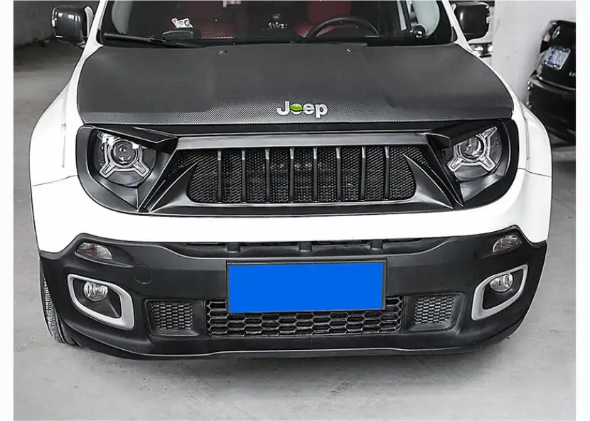 Высокое качество ABS черный UNPAINT автомобиль передний бампер гонки решетки Вокруг Накладка для Jeep Renegade