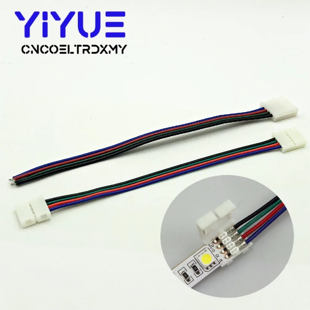 RGB LED Strip Connector 4pin 10mm Free Welding Connector 5pcslot for RGB 5050 LED Strip