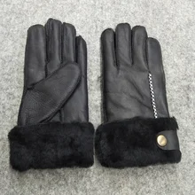 Зимние перчатки из натуральной овчины, женские теплые перчатки из натуральной овчины и кашемира с мехом, женские теплые перчатки из натурального меха