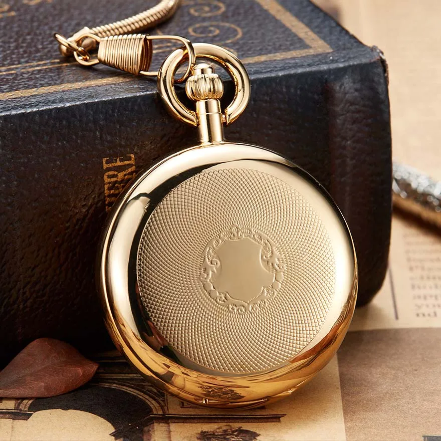 Роскошные Серебристые Механические карманные часы для мужчин и женщин, часы со скелетонным циферблатом, флип золотого цвета, двойной чехол, часы с медной цепочкой