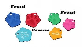

500 pcs/lot Aluminium Paw Shaped Pet Tag with Personalised Engraving for Dogs Cats Pets Tags
