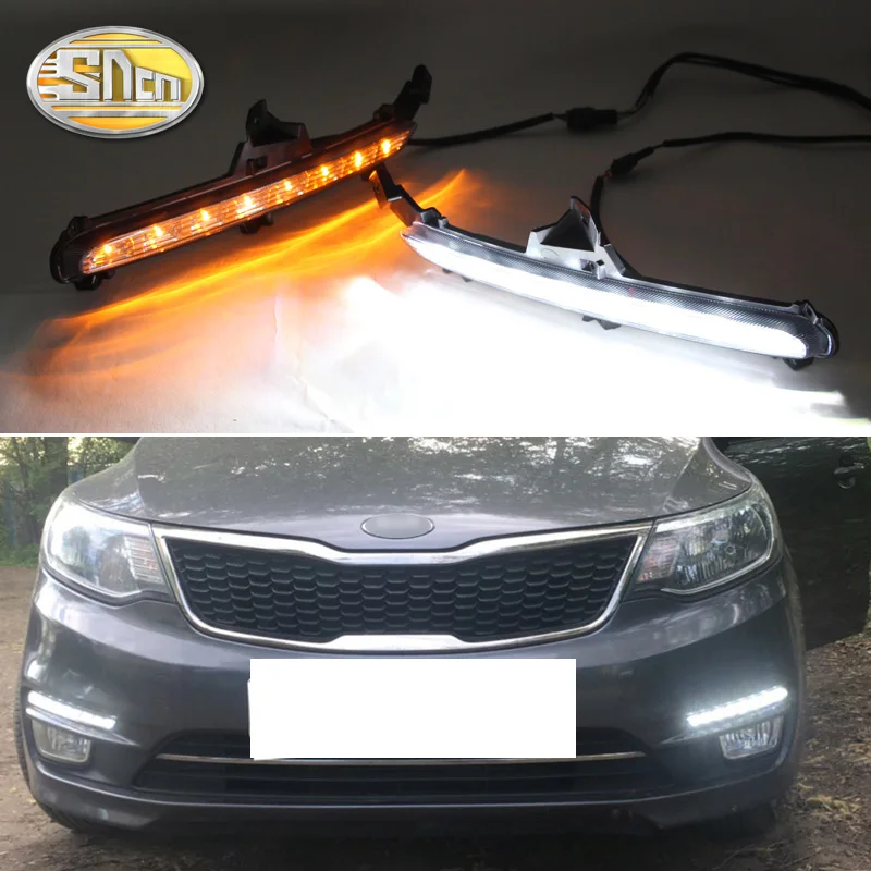 2PCS LED Daytime Running Light For Kia Rio K2 2015 2016 Yellow Turn