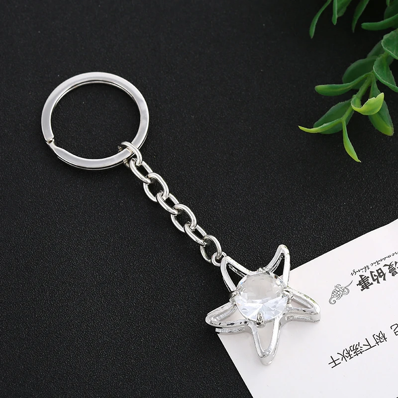 SUEF личность мода Starfish хрустальные брелки для кольцо ключей ювелирные изделия