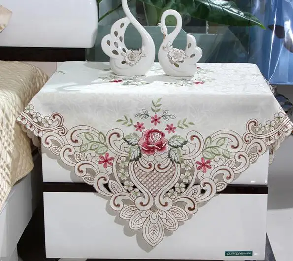 Современная квадратная кружевная скатерть с вышивкой, скатерть для столовой, чайный журнальный столик, наппэ, кухонный стол, Рождественский, Свадебный декор